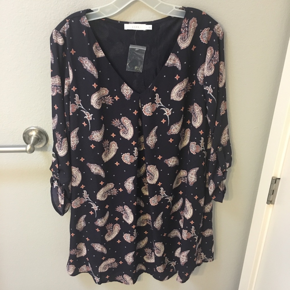 NWOT Lush Dark Navy Paisley Swing Dress Size L